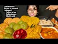 Eating Gobi Paratha Kachori Gulab Jamun Kheer Big Bites Messy Eating Indian Mukbang