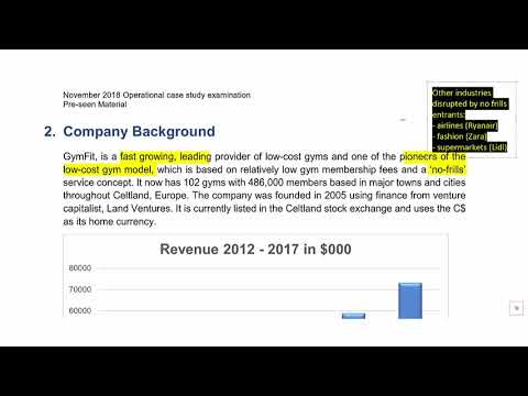 CIMA OCS November 2018 Pre-seen Analysis GymFit SAMPLE