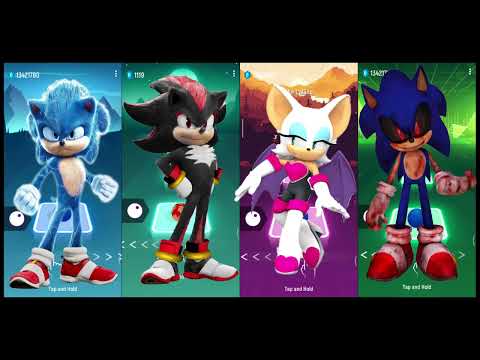 Sonic vs Shadow vs Rough vs Sonic.exe + Lyrics | Tiles Hop: EDM Rush