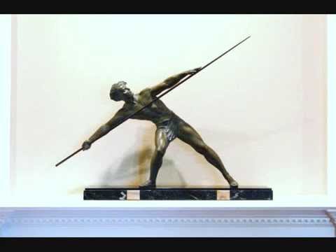Large 1930 Demetre Chiparus Art Deco Javelin Thrower Statue