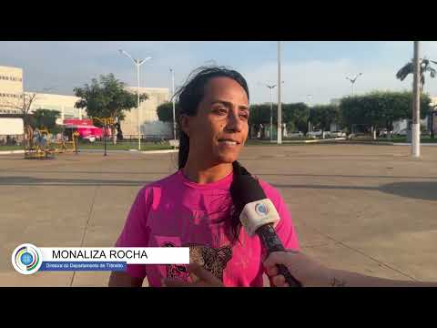 Departamento de Transito de Juína instala tabuleiro de jogos na praça da Bíblia