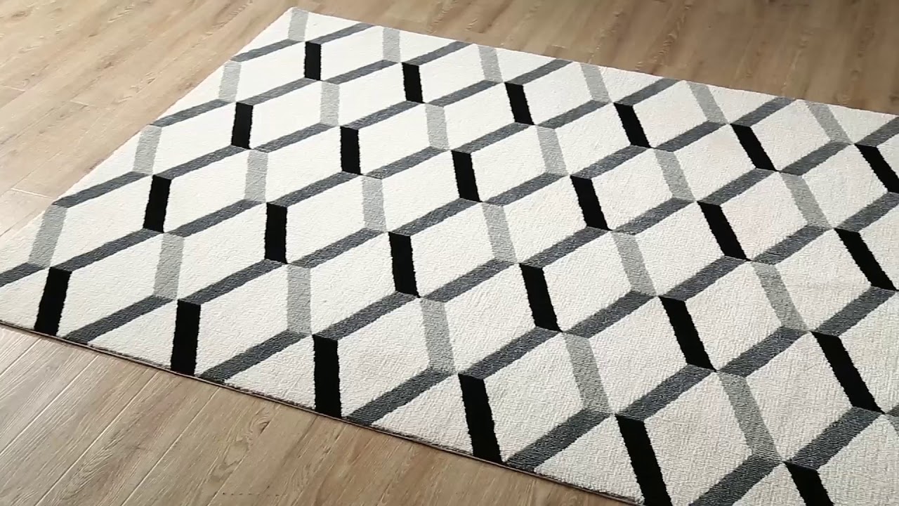 Sigrun Geometric Chevron Area Rug in Black and White
