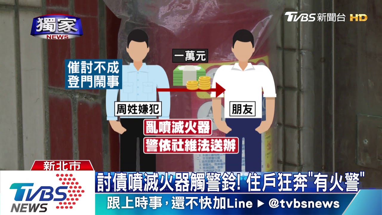 討債噴滅火器觸警鈴! 住戶狂奔「有火警」
