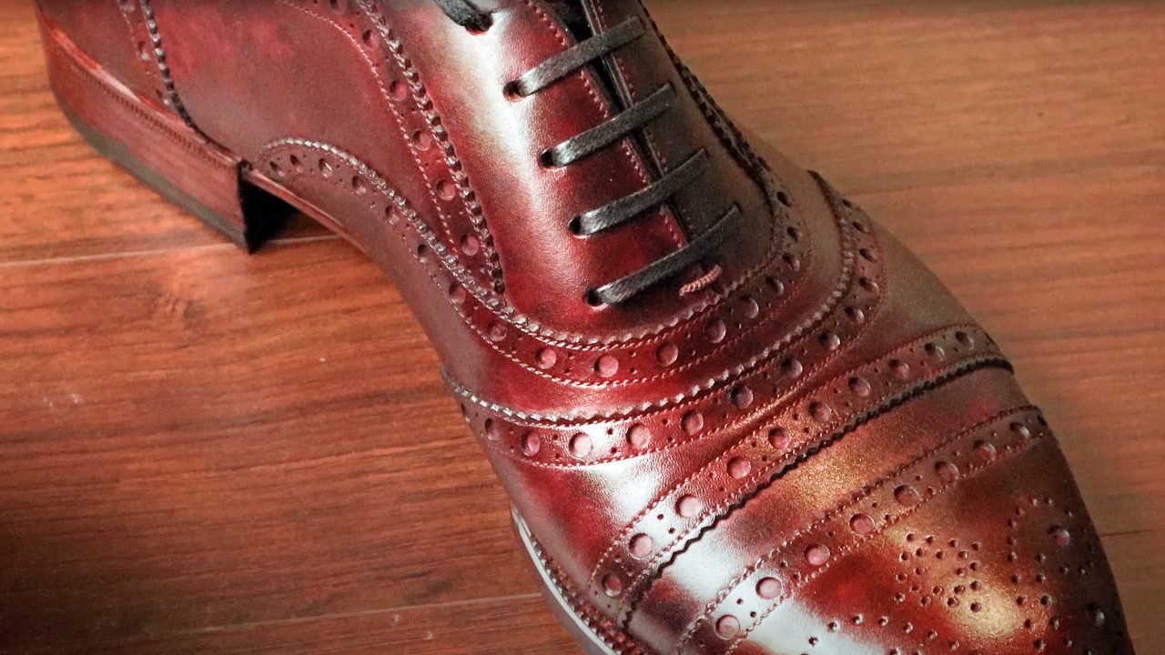 Crafting HANDMADE Full Brogue Oxford Shoes with Hand-Dyed Leather