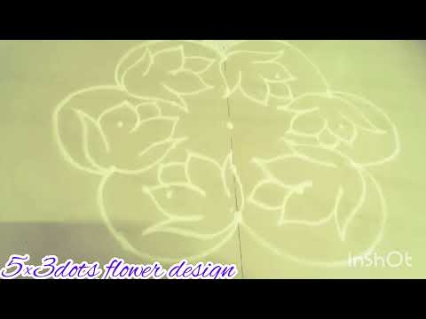#keshi Tejesh creative kolam #5×3dots flower design kolam #simple design kolam