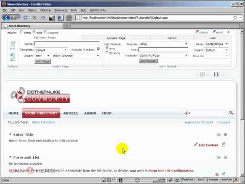DotNetNuke Tutorial, The basics about Form and List module - Video #108