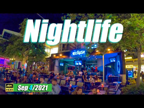 Nightlife of Platanias, Crete Greece 2021, 4K UHD