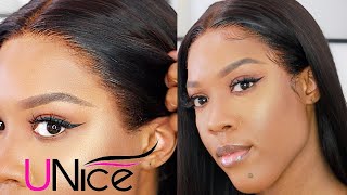 UNICE HAIR BRAZILIAN STRAIGHT LACE WIG INSTALL| WATCH ME INSTALL