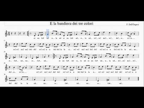 E la bandiera dei tre colori -  Flauto - Spartito - Note - Karaoke - Instrumental - Canto - Recorder