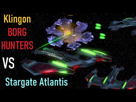 Klingon Borg Hunters VS Stargate ATLANTIS (The lost city) - Star Trek & Stargate Starship Battles