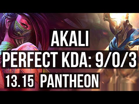 AKALI vs PANTHEON (MID) | 9/0/3, Legendary, 500+ games | EUW Master | 13.15