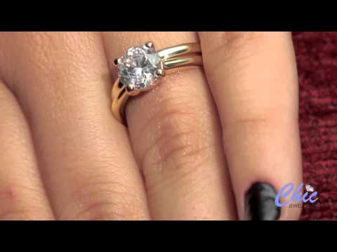 Elegant two tone engagement ring set, made in 14k rose gold prongs & yellow gold shank- Item #MA7724