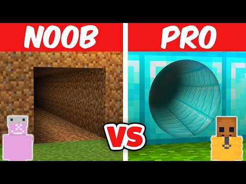 Minecraft NOOB vs PRO SAFEST TUNNEL HOUSE BUILD CHALLENGE