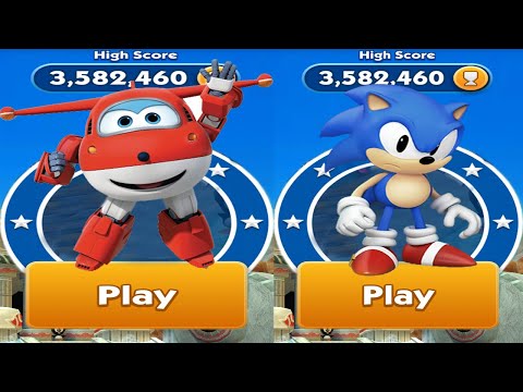 Sonic Dash Vs Super Wings Jett Run - Classic Sonic Unlocked vs All Bosses Zazz Eggman