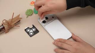 AVY Apple iPhone 15 / 15 Plus Camera Lens Protector Rings Glitter Zilver video