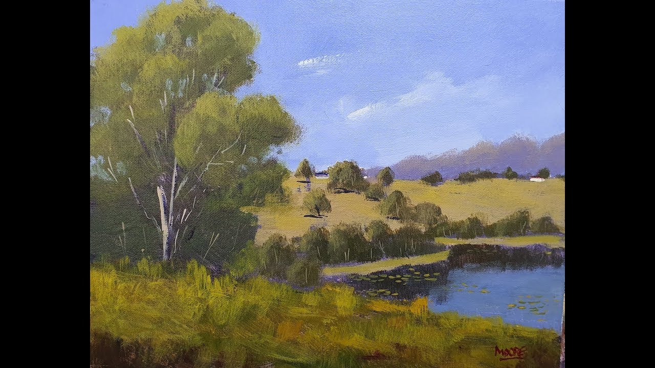 Learn To Paint TV E98 "Tweed River View" Acrylic Landscape Painting For Beginners