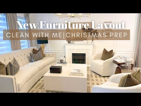 New Living Room Layout|Clean with Me|Christmas Prep