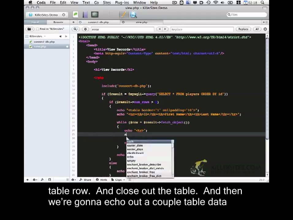 PHP CRUD Basics Closed Captioned - Part 2