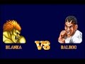 Street Fighter II SNES Blanka Vs Balrog Hardest Setting