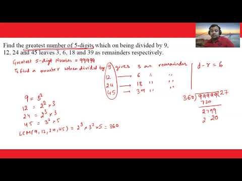 Greatest number of 5-digits which on divided by 9, 12, 24 & 45 leaves 3, 6, 18 and 39 as remainders.