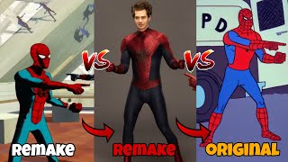 Spiderman point meme | Remake vs Original