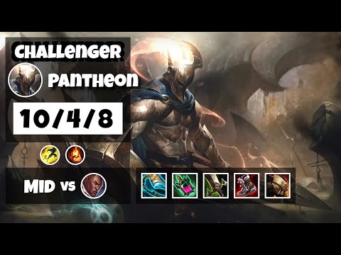 Pantheon vs Lucian KOREAN Challenger MID (10/4/8) - v11.6
