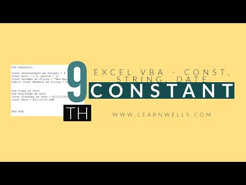 EXCEL VBA TUTORIAL - CONSTANTS