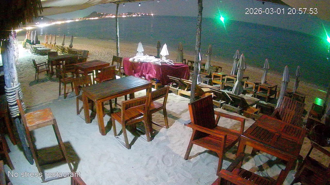 Live webcam view of No Stress Restaurant Beach Cam