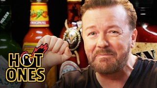 Ricky Gervais Pits His Mild British Palate Against Spicy Wings | Hot Ones