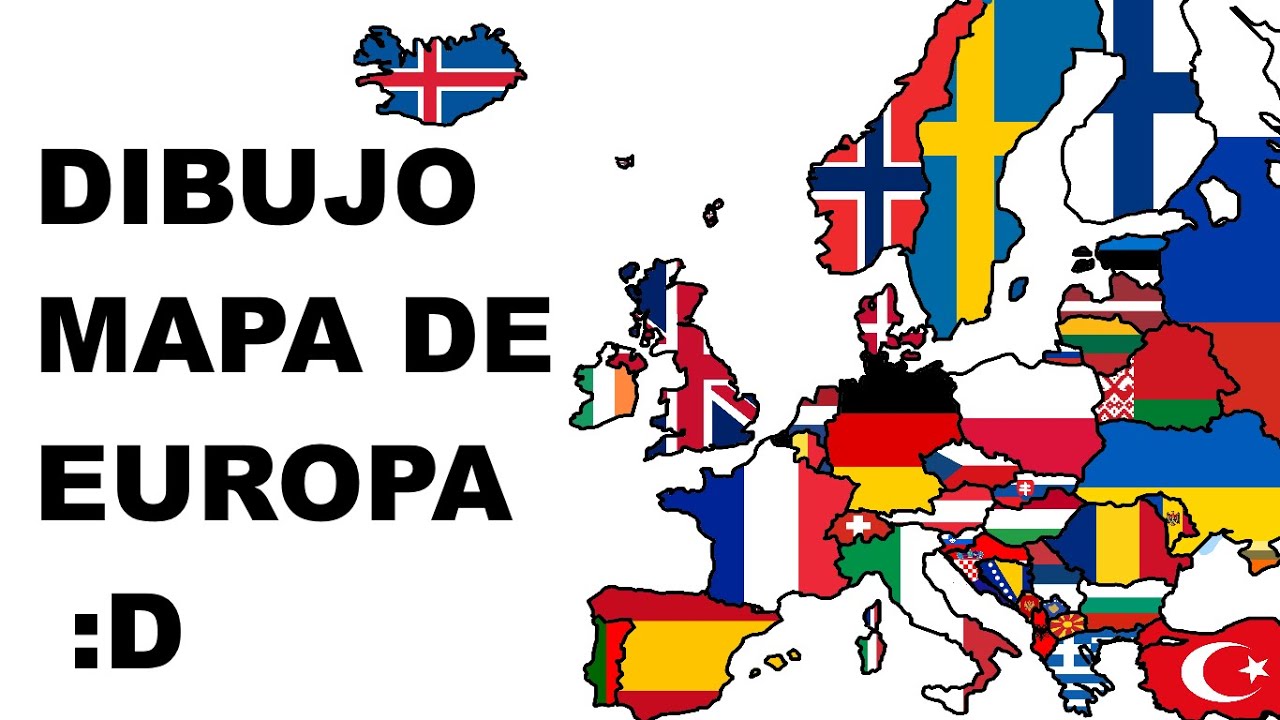 Dibujando mapa de Europa con sus banderas