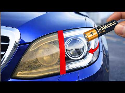 Restore Old Headlights to NEW in 1 Minute with Old Batteries! Genius Trick