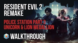 Resident Evil 2 Remake - Walkthrough Part 26 - Police Station Part 3, Unicorn & Lion Medallion