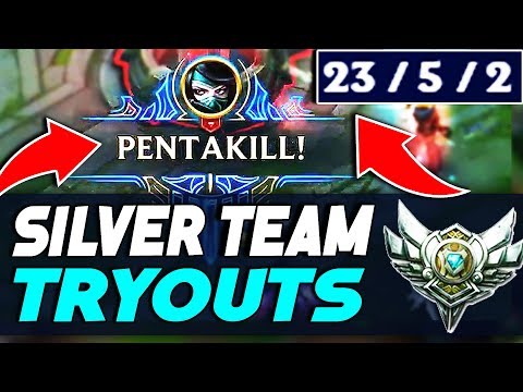 MASTERS TRIES OUT FOR SILVER TEAM, 1v9 CARRY UNREAL REACTIONS (I GET A PENTA) (League of Legends)