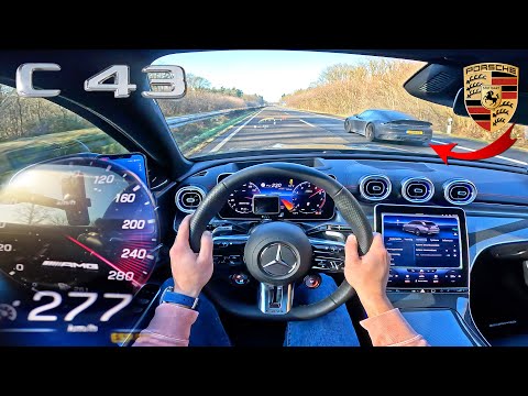 2023 Mercedes AMG C43 meets Porsche 992 C4S on AUTOBAHN!