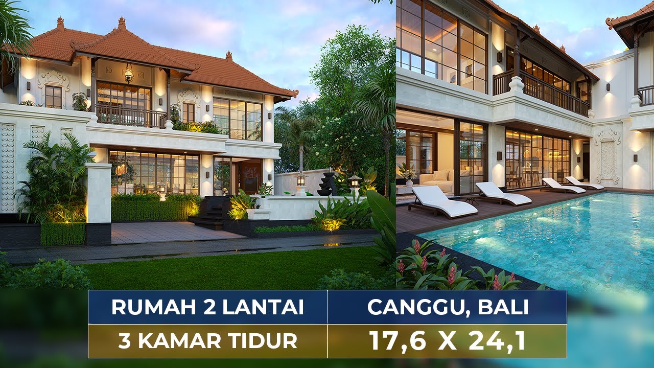 Video 3D Desain Rumah Villa Bali 2 Lantai Bapak ATN 1519 - Canggu, Bali