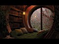 Cozy Reading Nook Ambience: Heavy Rain on Window Sounds and Crackling Fire