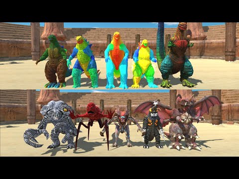 Team Godzilla Colourful vs Team Titanus Red - Animal Revolt Battle Simulator