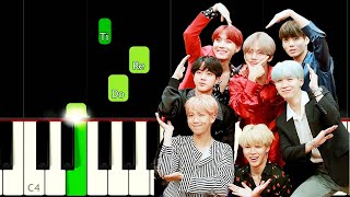 DYNAMITE - BTS (방탄소년단) [Easy Piano Tutorial] | SHEET MUSIC + MIDI 🔥