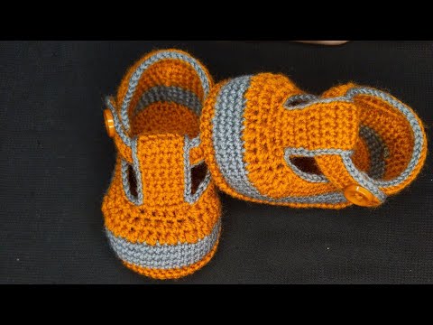 How to crochet Baby Booties | crochet baby sandals for baby boy|Very easy✔️ #crochetbabyshoes