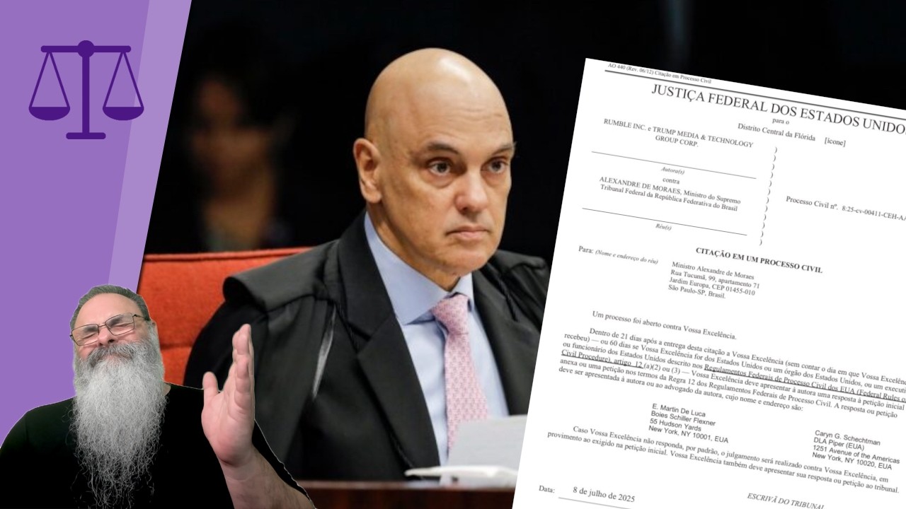 MORAES foi CITADO por EMAIL e agora CHORA pedindo CARTA ROGATÓRIA
