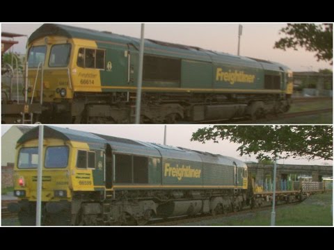 Rhyl 23.5.2016 - Freightliner 66614 & 66599 on high output train - class 66