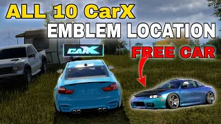 CARX STREET ALL 10 EMBLEM LOCATION | FREE CAR IN CARX STREET | Collect CarX Emblem in Rush Event