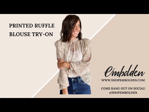 Printed Ruffle Blouse Try-On | Women's Dress Clothing