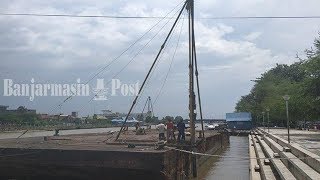 Tiang Pancang Restoran Terapung Depan Balaikota Banjarmasin Sudah Mulai Dipasang