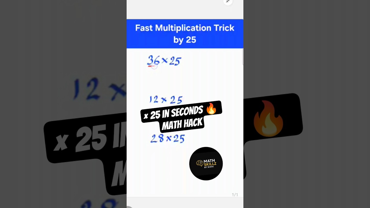 Multiply by 25 in Seconds! | Vedic Math Trick🔥#shorts #shortsfeed #multiplication #shortvideo #viral