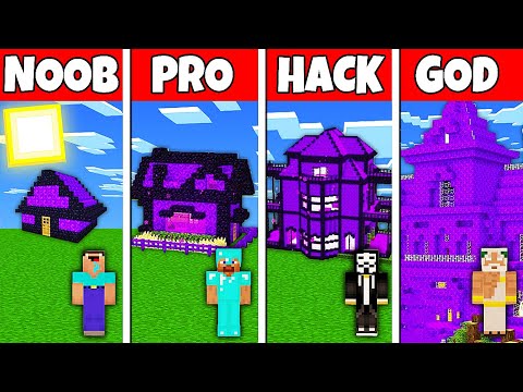 EPIC Minecraft Battle: Noob vs Pro vs Hacker vs God - Nether Portal House Challenge!