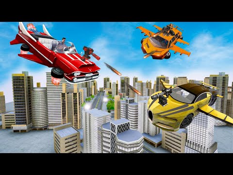 Flying Car Games 2020 #3 - Real Robot Shooting Cars - Robot Transformation Car Racing
