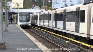 preview picture of video 'Oslo T-bane / Metro trains at Brynseng station, Oslo, Norway'