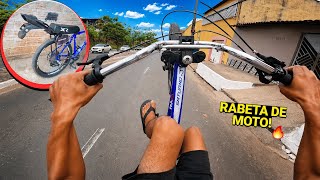 COLOQUEI TRASEIRA DE MOTO NA BIKE E QUASE DEU RUIM !