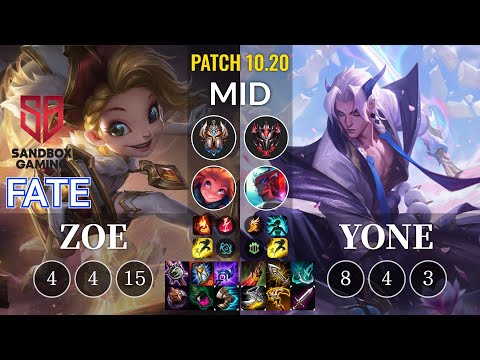 SB FATE Zoe vs Yone Mid - KR Patch 10.20
